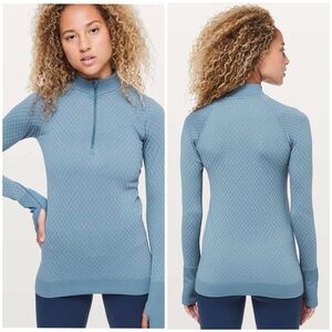 Lululemon Rest Less 1/2 Zip Slate Blue / White Sweater (Size 2)
